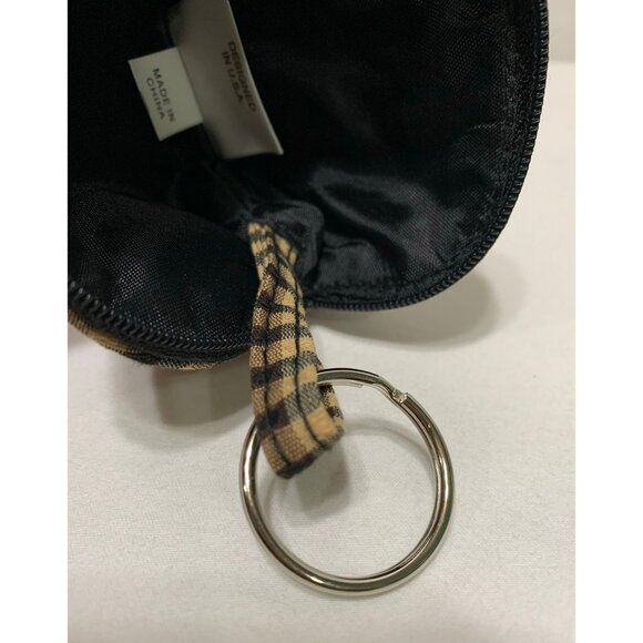 Longaberger Mini Zip Keychain Pouch Khaki/Tan Black Gingham - Picture 10 of 10